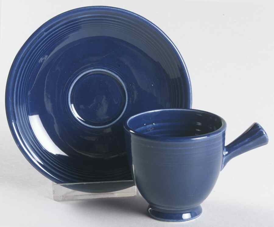 Fiesta Cobalt Blue (Older) Stick Handle Demitasse Cup & Saucer Set by Homer Laughlin -1