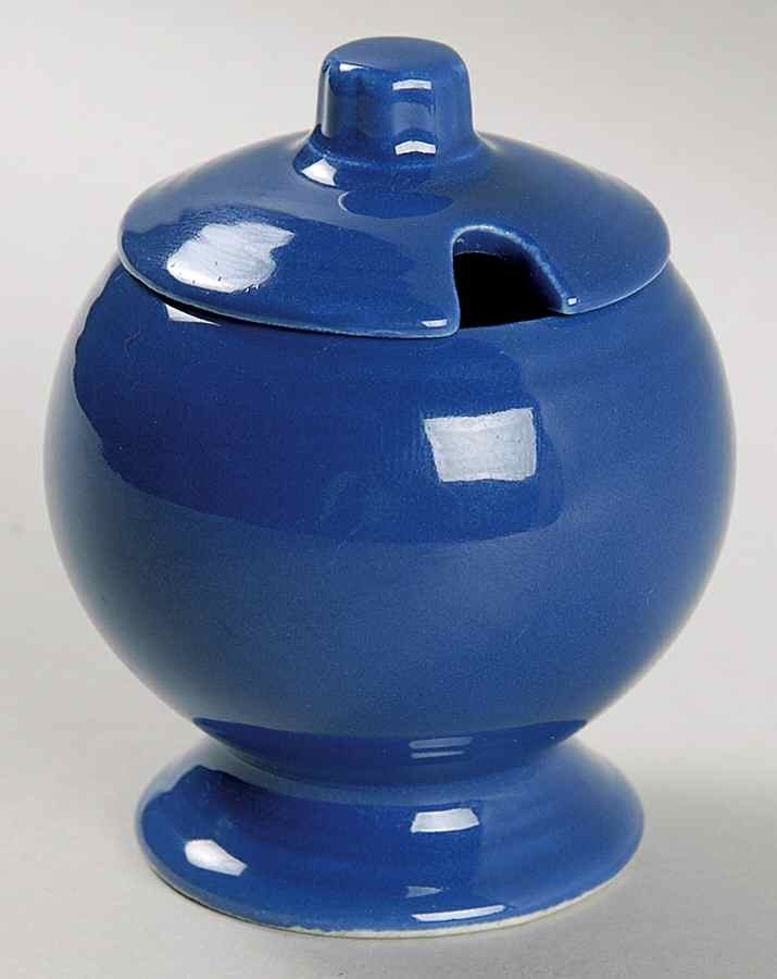 Fiesta Cobalt Blue (Older) Mustard Jar & Lid by Homer Laughlin -1