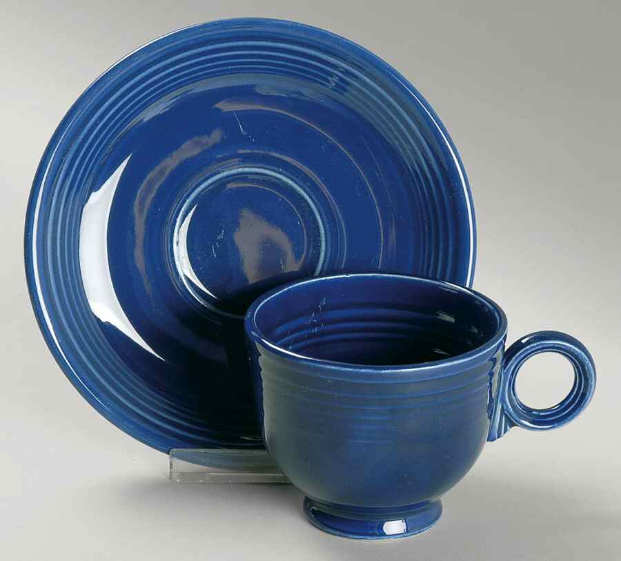Fiesta Cobalt Blue (Older) Footed Cup & Saucer Set by Homer Laughlin -1