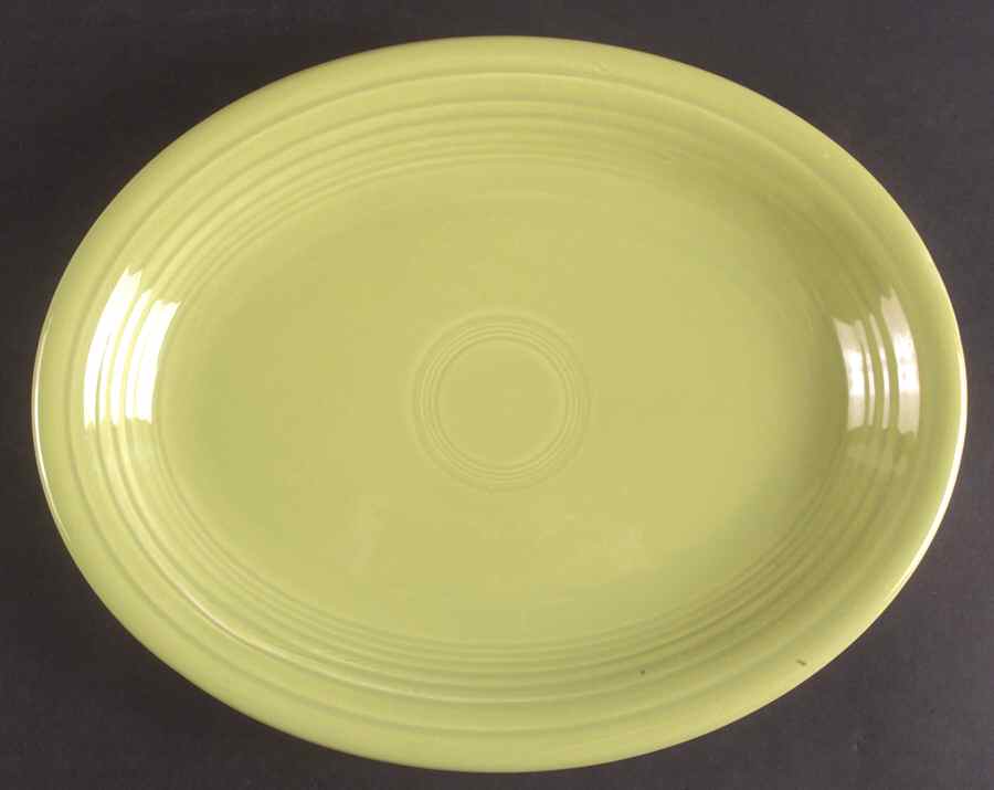 Fiesta Chartreuse (Older) 12" Oval Serving Platter by Homer Laughlin -1