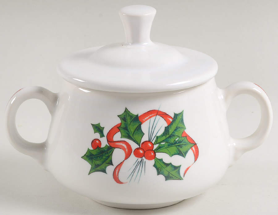 Holiday Fiesta (With Ribbon) Sugar Bowl & Lid by Homer Laughlin -1