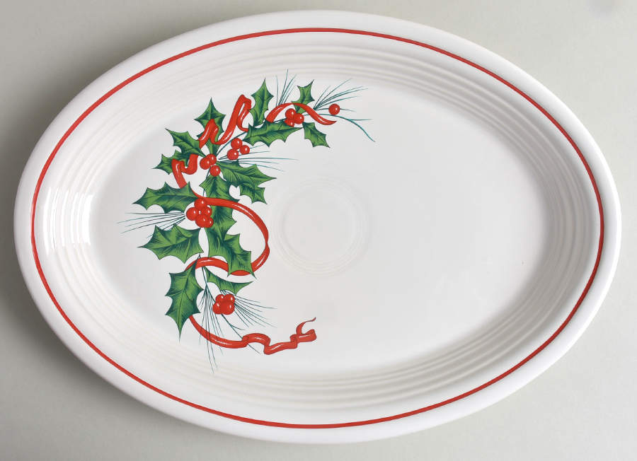Holiday Fiesta (With Ribbon) 13" Oval Serving Platter by Homer Laughlin -1