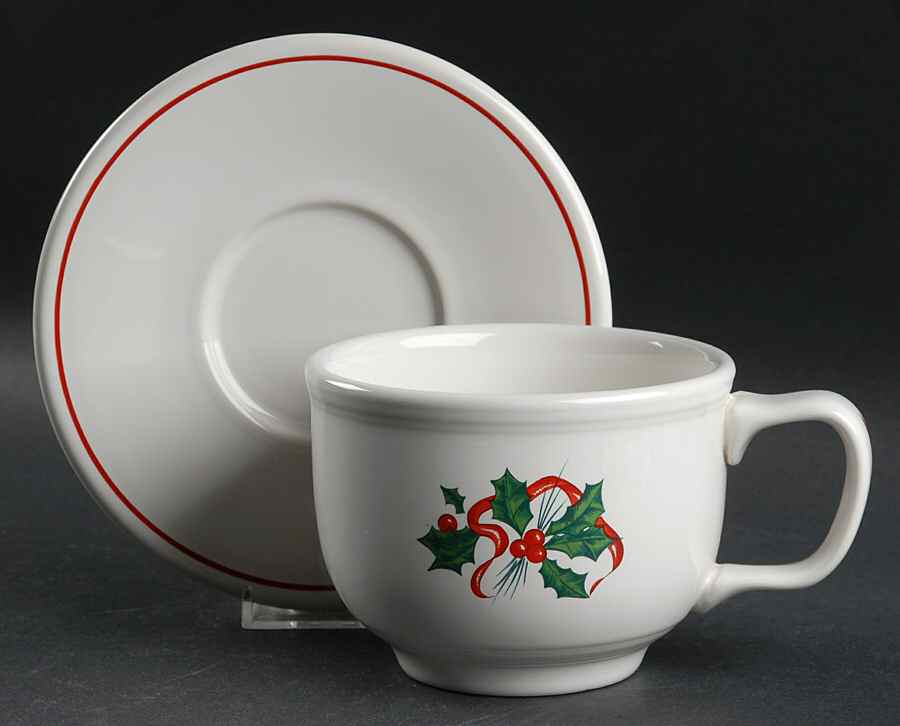 Holiday Fiesta (With Ribbon) Jumbo Cup & Saucer Set by Homer Laughlin -1