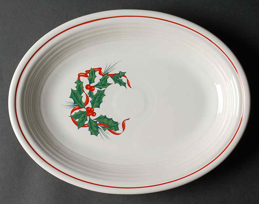 Holiday Fiesta (With Ribbon) 11" Oval Serving Platter by Homer Laughlin -1