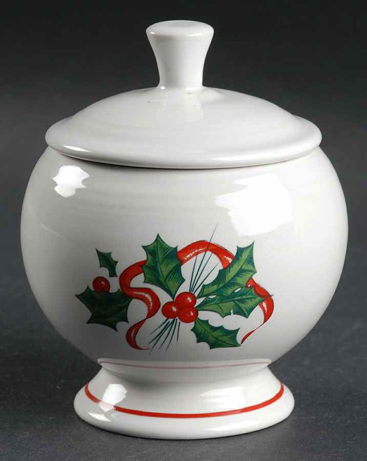 Holiday Fiesta (With Ribbon) Individual Sugar Bowl & Lid by Homer Laughlin -1