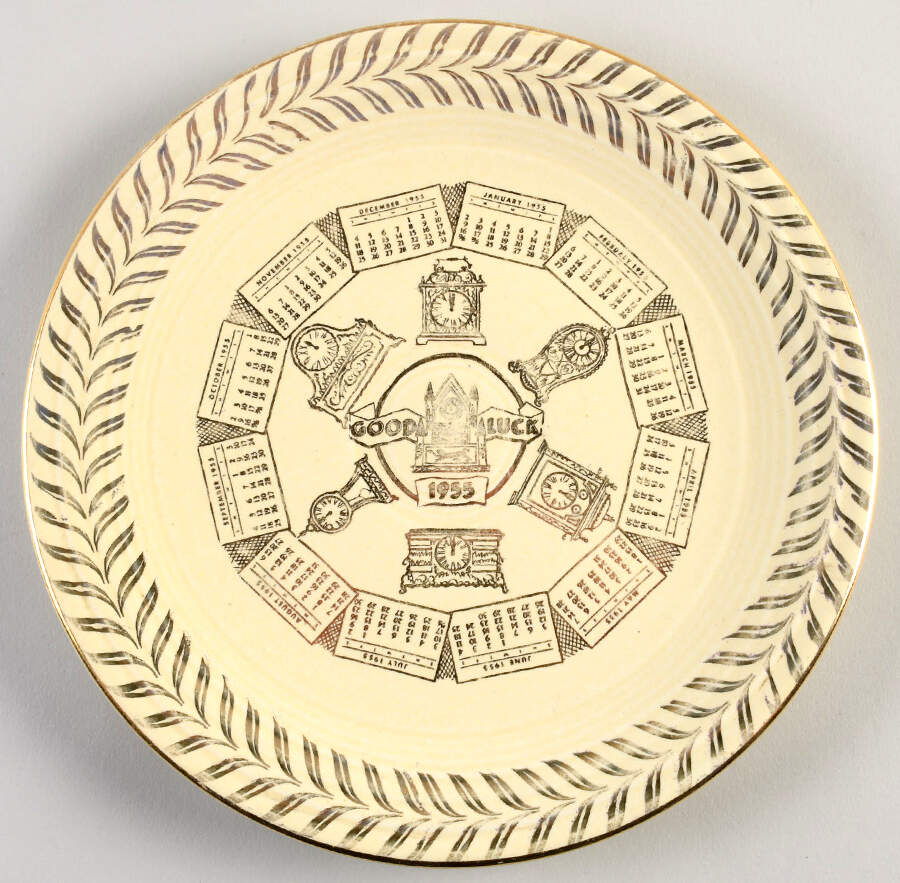 Fiesta Old Ivory (Cream) "1955" Calendar Plate by Homer Laughlin -1