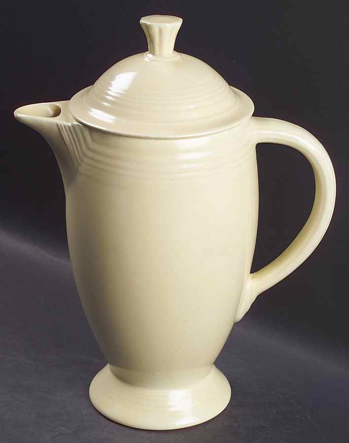 Fiesta Old Ivory (Cream) Coffee Pot & Lid by Homer Laughlin -1