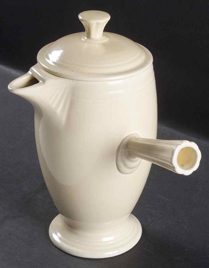 Fiesta Old Ivory (Cream) Mini Coffee Pot & Lid by Homer Laughlin -1