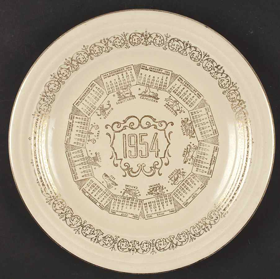 Fiesta Old Ivory (Cream) "1954" Calendar Plate by Homer Laughlin -1