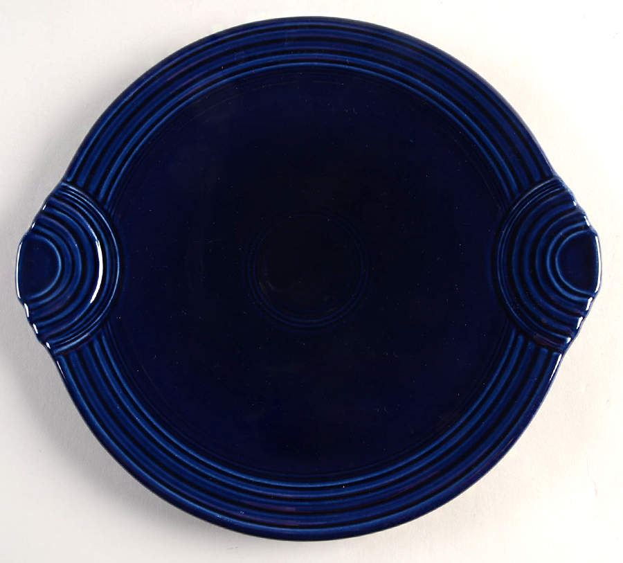 Fiesta Cobalt Blue (Intro 1986) Handled Cake Plate by Homer Laughlin -1