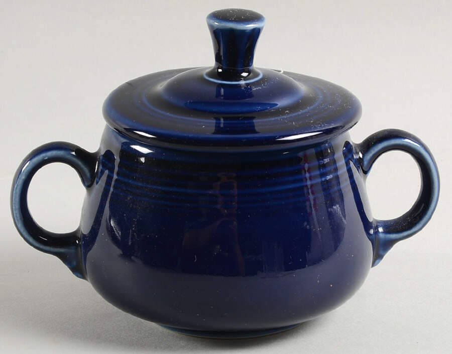Fiesta Cobalt Blue (Intro 1986) Sugar Bowl & Lid by Homer Laughlin -1