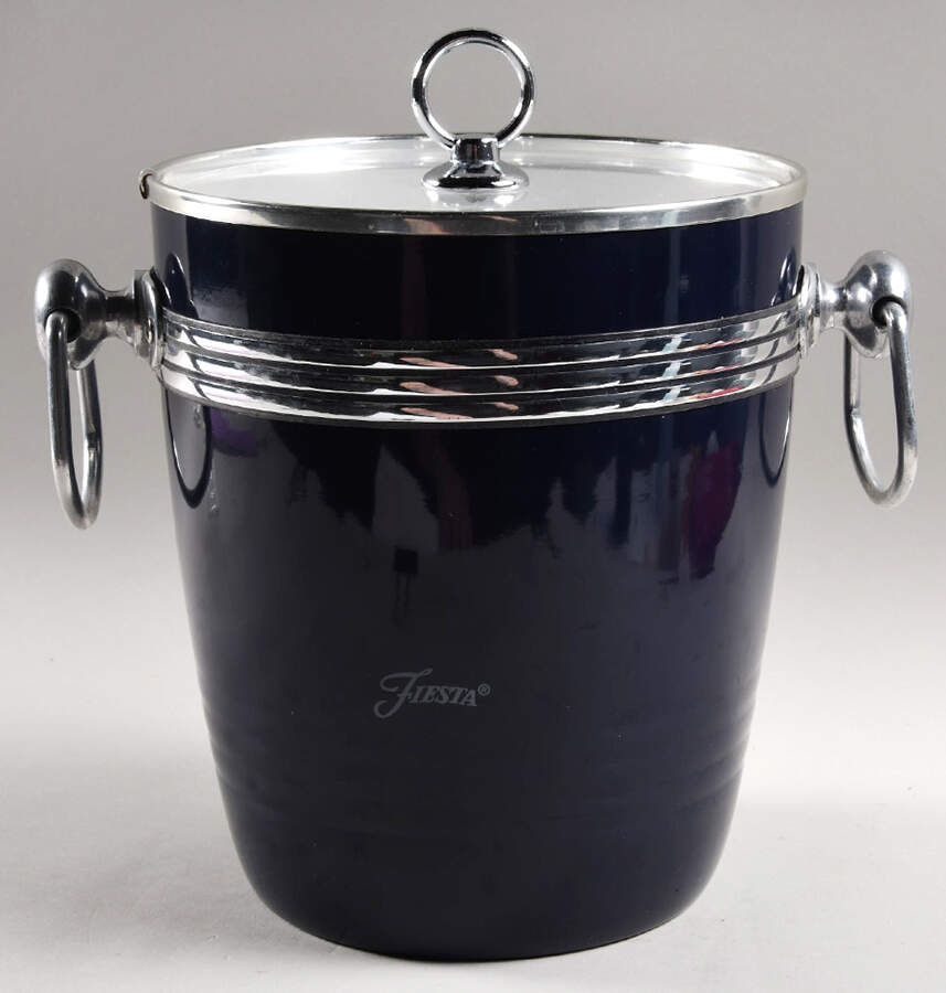 Fiesta Cobalt Blue (Intro 1986) Metal Ice Bucket & Lid by Homer Laughlin -1