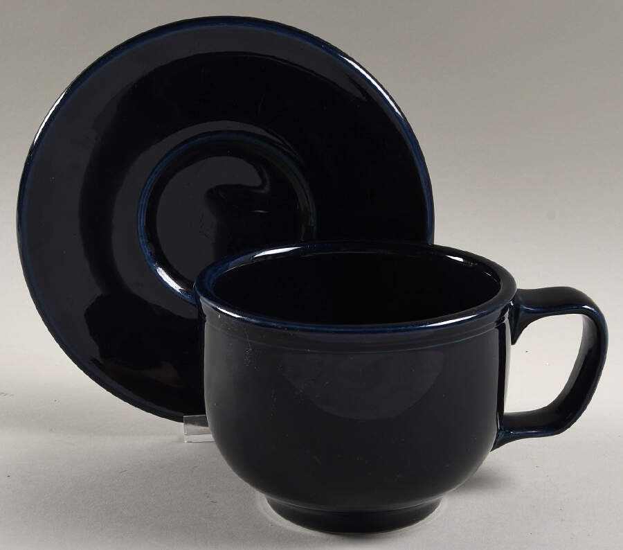 Fiesta Cobalt Blue (Intro 1986) Jumbo Cup & Saucer Set by Homer Laughlin -1