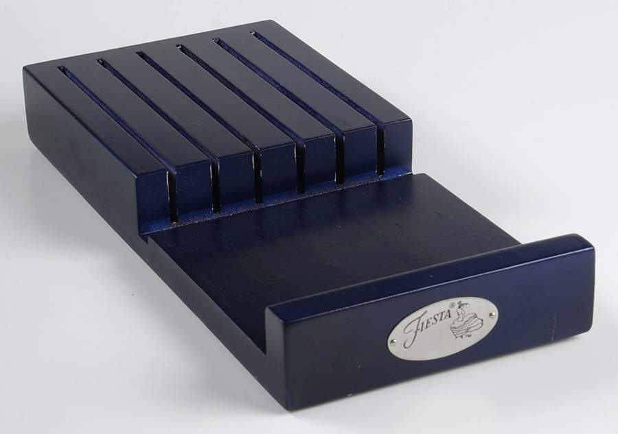 Fiesta Cobalt Blue (Intro 1986) Small Wood Knife Tray (Holds 6 Steak Knifes) by Homer Laughlin -1