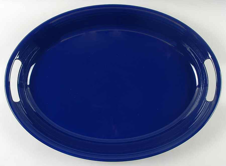 Fiesta Cobalt Blue (Intro 1986) 18" Melamine Oval Handled Tray by Homer Laughlin -1