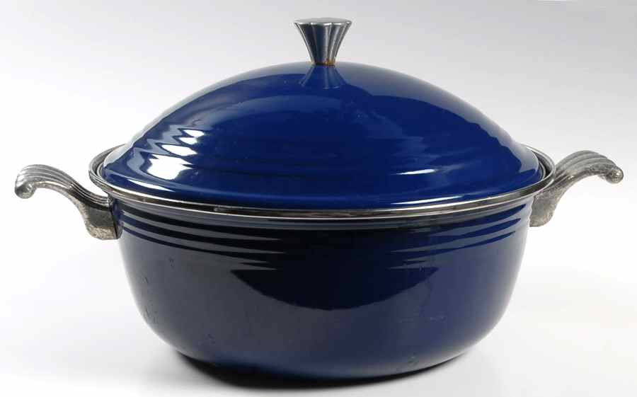Fiesta Cobalt Blue (Intro 1986) 5 Quart Metal Covered Casserole by Homer Laughlin -1