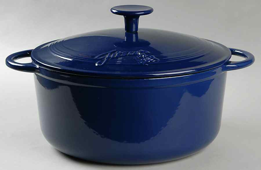 Fiesta Cobalt Blue (Intro 1986) 5.3 Qt Cast Iron Dutch Oven & Lid by Homer Laughlin -1