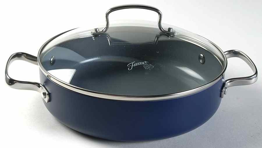 Fiesta Cobalt Blue (Intro 1986) 10" Skillet & Lid by Homer Laughlin -1