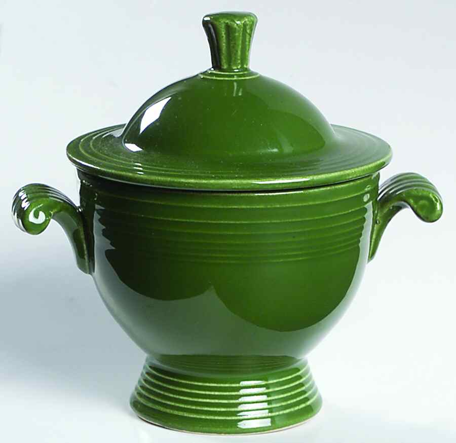 Fiesta Forest Green (Older) Sugar Bowl & Lid by Homer Laughlin -1