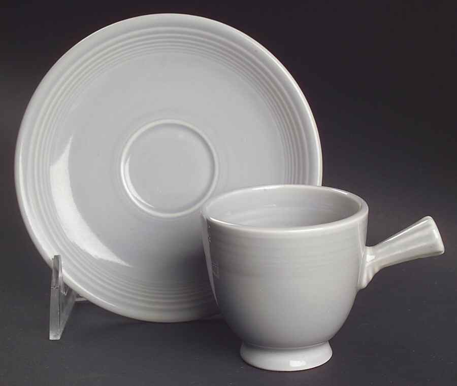 Fiesta Gray (Older) Stick Handle Demitasse Cup & Saucer Set by Homer Laughlin -1
