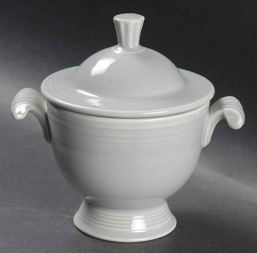Fiesta Gray (Older) Sugar Bowl & Lid by Homer Laughlin -1