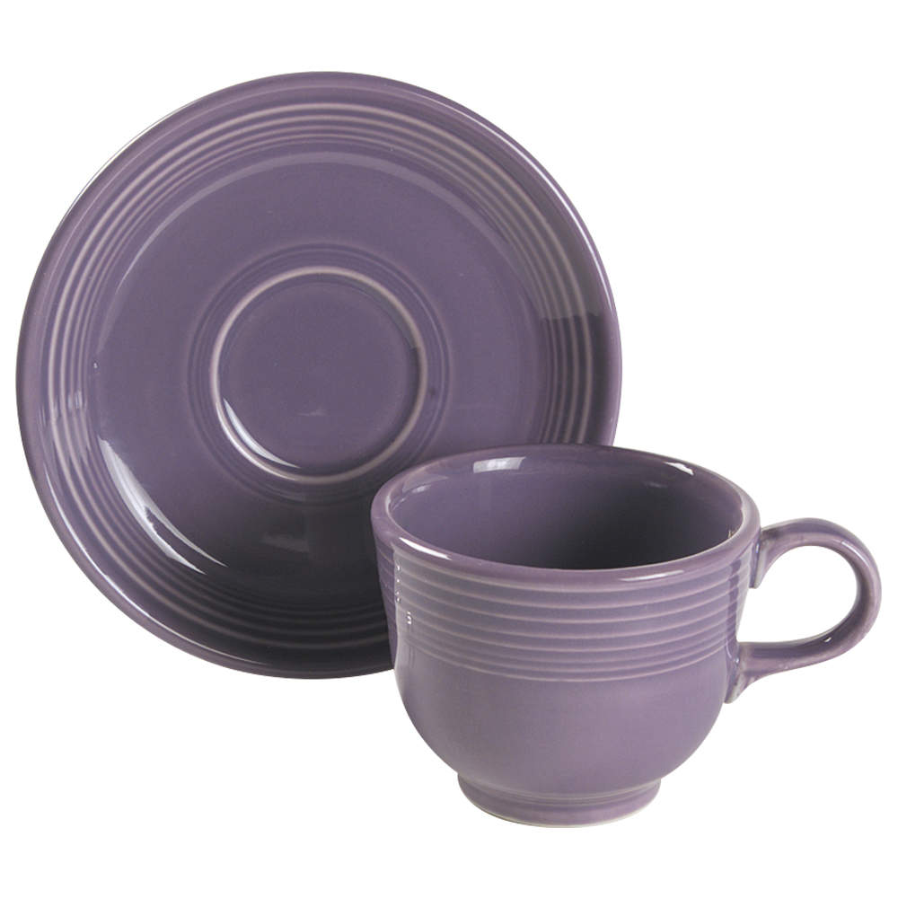Fiesta Lilac (Intro 1993) Flat Cup & Saucer Set by Homer Laughlin -1