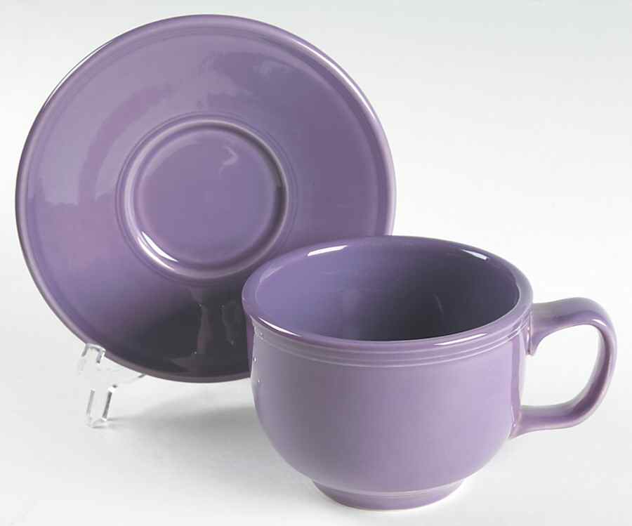 Fiesta Lilac (Intro 1993) Jumbo Cup & Saucer Set by Homer Laughlin -1
