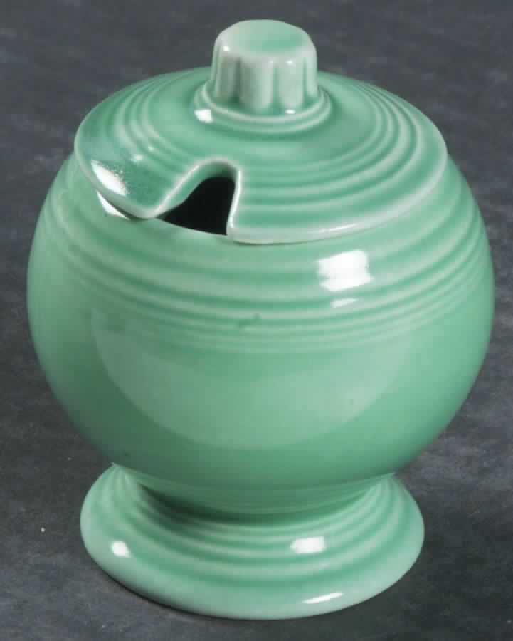 Fiesta Light Green (Older) Mustard Jar & Lid by Homer Laughlin -1