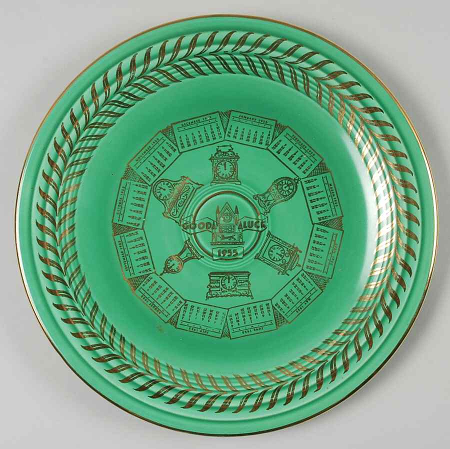 Fiesta Light Green (Older) "1955" Calendar Plate by Homer Laughlin -1