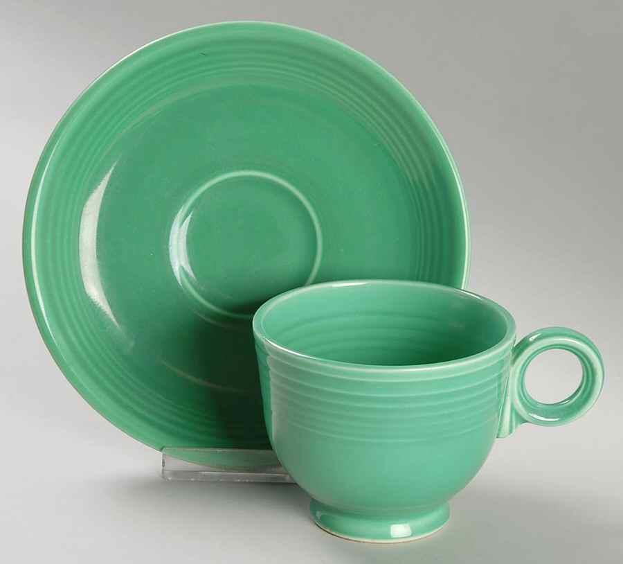 Fiesta Light Green (Older) Footed Cup & Saucer Set by Homer Laughlin -1