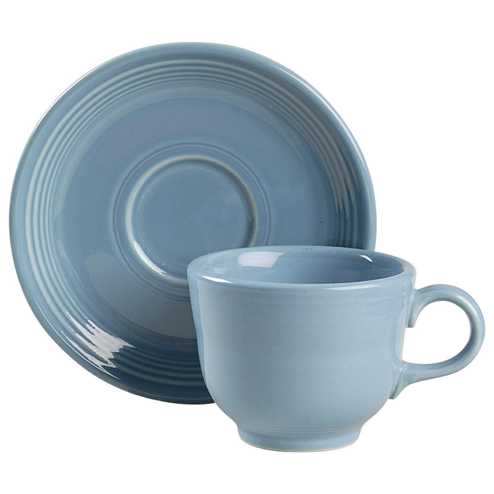 Fiesta Periwinkle Blue (Intro 1989) Flat Cup & Saucer Set by Homer Laughlin -1