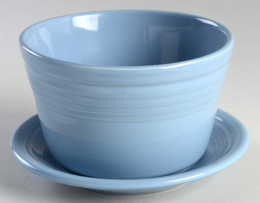 Fiesta Periwinkle Blue (Intro 1989) 3" Flower Pot & Underplate by Homer Laughlin -1