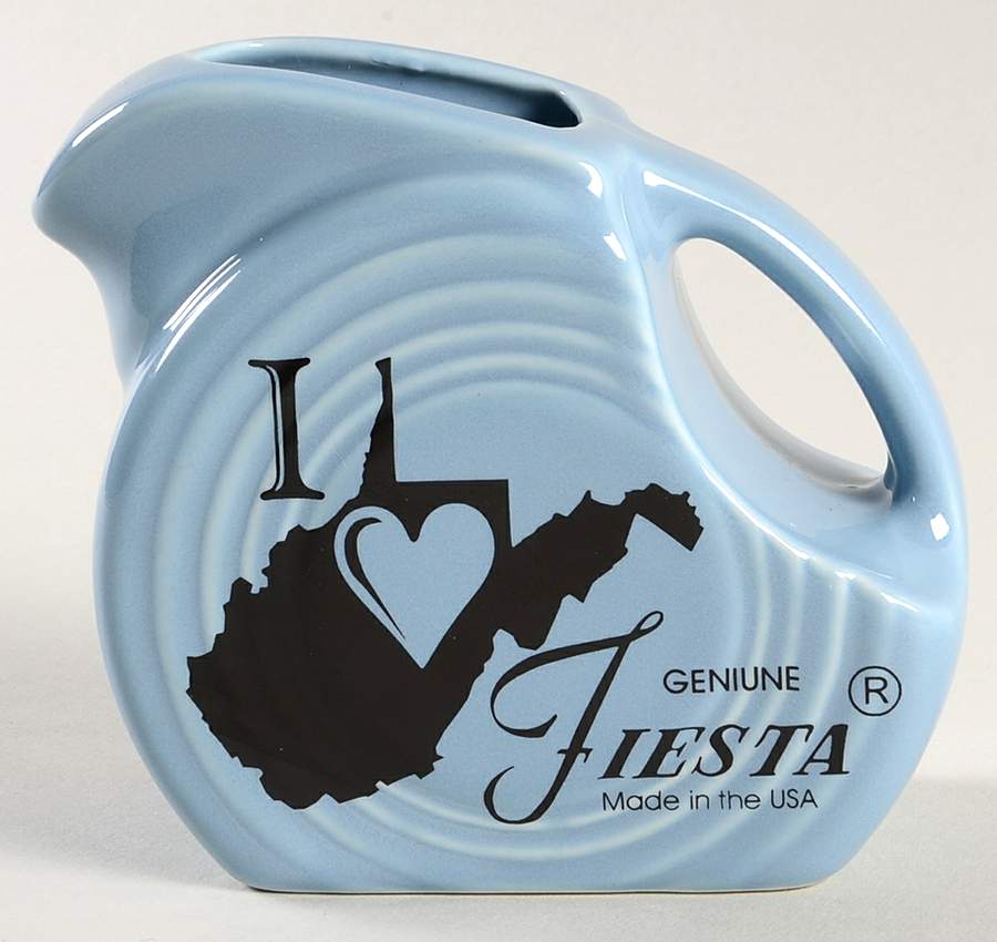 Fiesta Periwinkle Blue (Intro 1989) 4 Oz Pitcher w/I Love Fiesta by Homer Laughlin -1