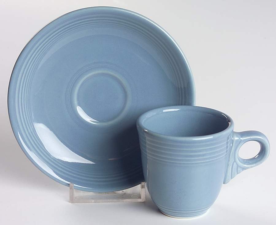 Fiesta Periwinkle Blue (Intro 1989) Flat Demitasse Cup & Saucer Set by Homer Laughlin -1