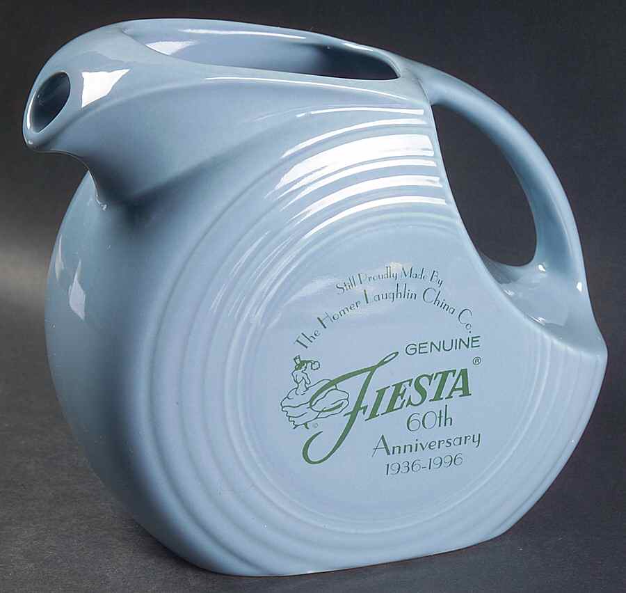 Fiesta Periwinkle Blue (Intro 1989) 60 Anniversary Disk Pitcher by Homer Laughlin -1