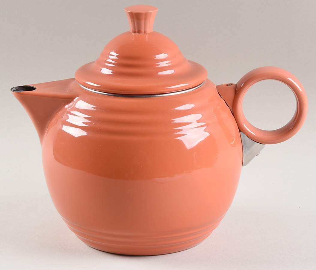 Fiesta Persimmon (Intro 1989) Metal Kettle & Lid by Homer Laughlin -1