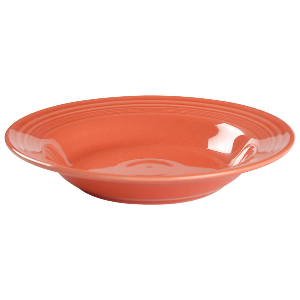 Fiesta Persimmon (Intro 1989) Large Rim Soup Bowl by Homer Laughlin -1
