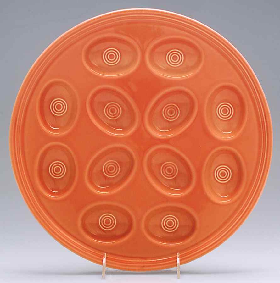 Fiesta Persimmon (Intro 1989) Deviled Egg Plate by Homer Laughlin -1