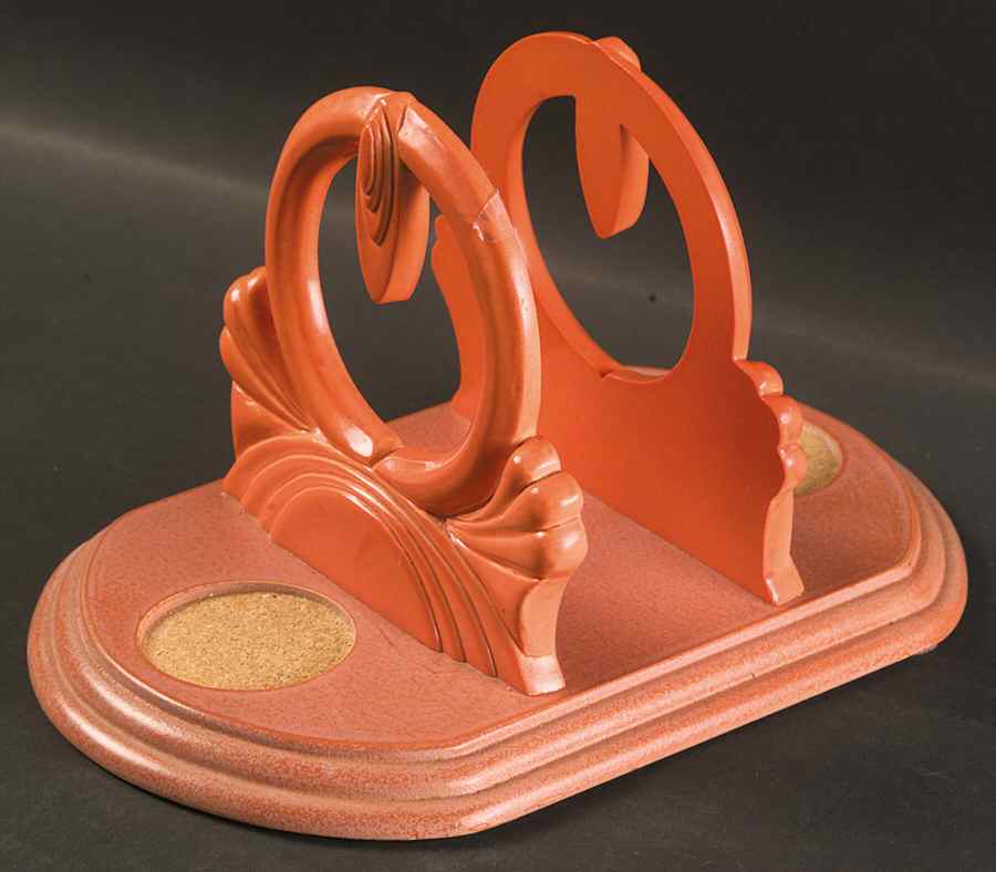 Fiesta Persimmon (Intro 1989) Wood Tray for Napkin, Salt & Pepper Set- by Homer Laughlin -1