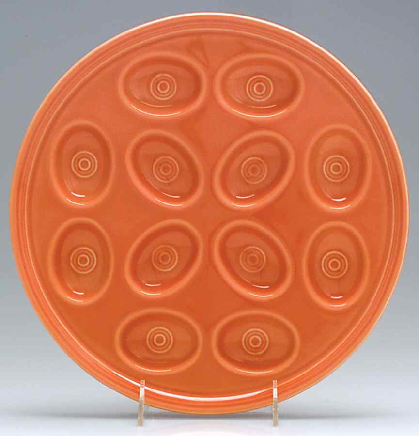 Fiesta Persimmon (Intro 1989) Deviled Egg Plate by Homer Laughlin -1