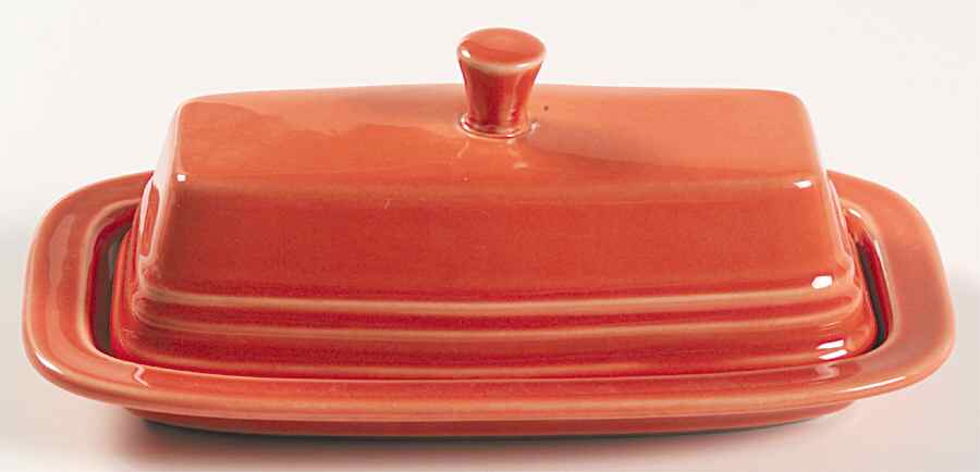 Fiesta Persimmon (Intro 1989) 1/4 Lb Covered Butter by Homer Laughlin -1