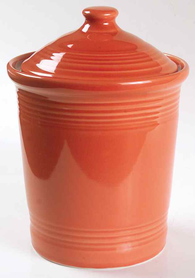 Fiesta Persimmon (Intro 1989) Medium Canister & Lid by Homer Laughlin -1