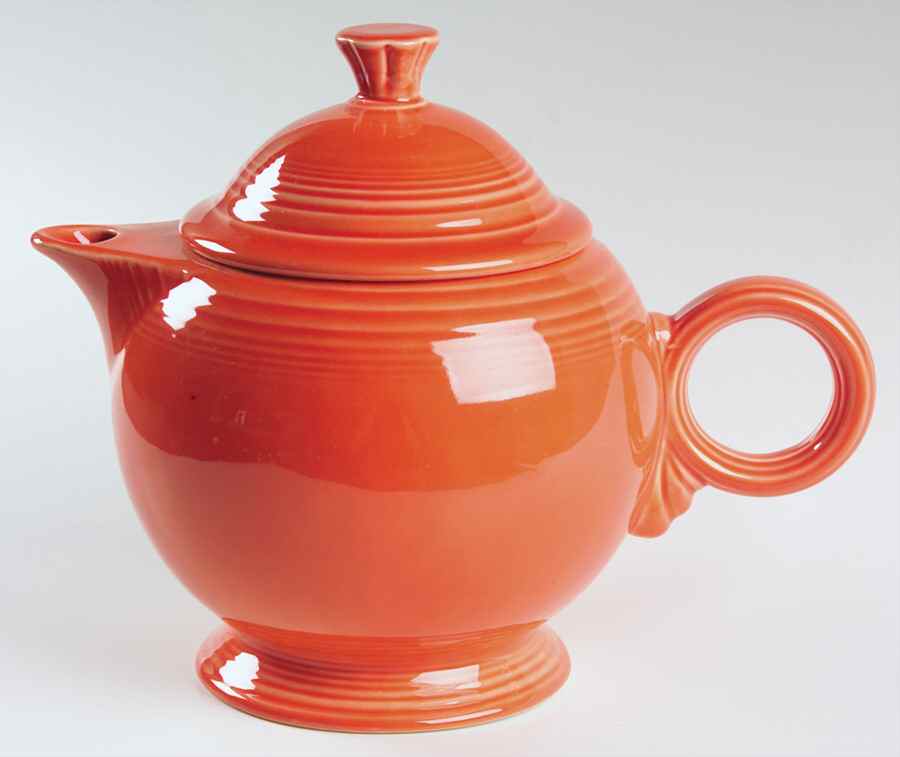 Fiesta Persimmon (Intro 1989) Teapot & Lid by Homer Laughlin -1