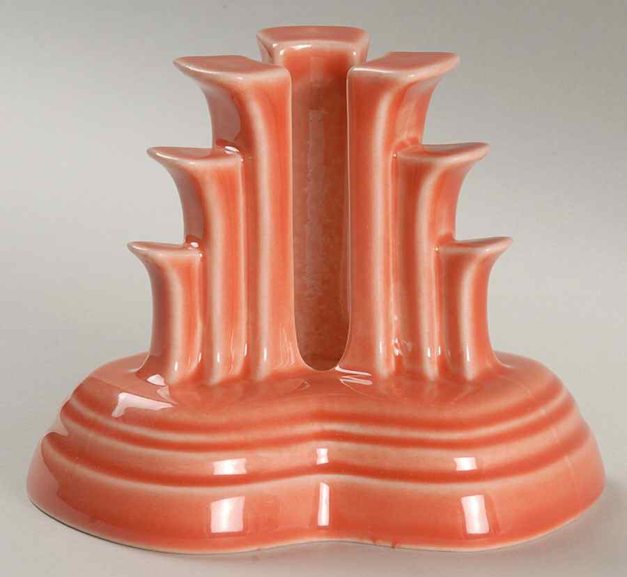 Fiesta Persimmon (Intro 1989) Tripod Candleholder by Homer Laughlin -1