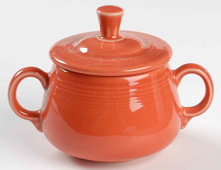 Fiesta Persimmon (Intro 1989) Sugar Bowl & Lid by Homer Laughlin -1