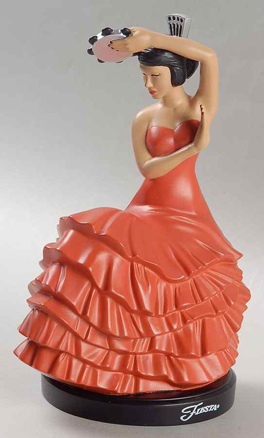 Fiesta Persimmon (Intro 1989) Small Resin Dancing Lady Figurine by Homer Laughlin -1