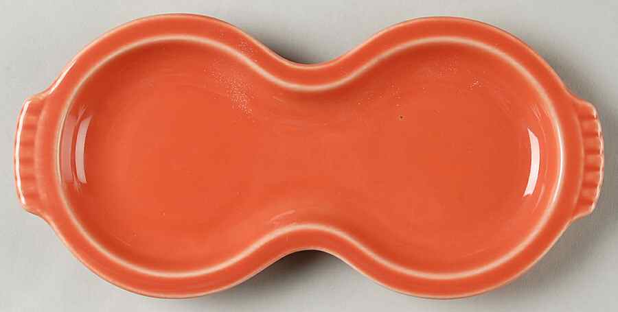 Fiesta Persimmon (Intro 1989) Tray for Creamer & Sugar with Lid by Homer Laughlin -1
