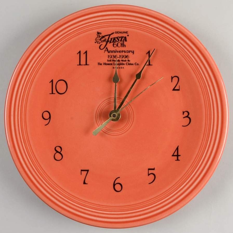 Fiesta Persimmon (Intro 1989) 60th Anniversary Clock Plate by Homer Laughlin -1