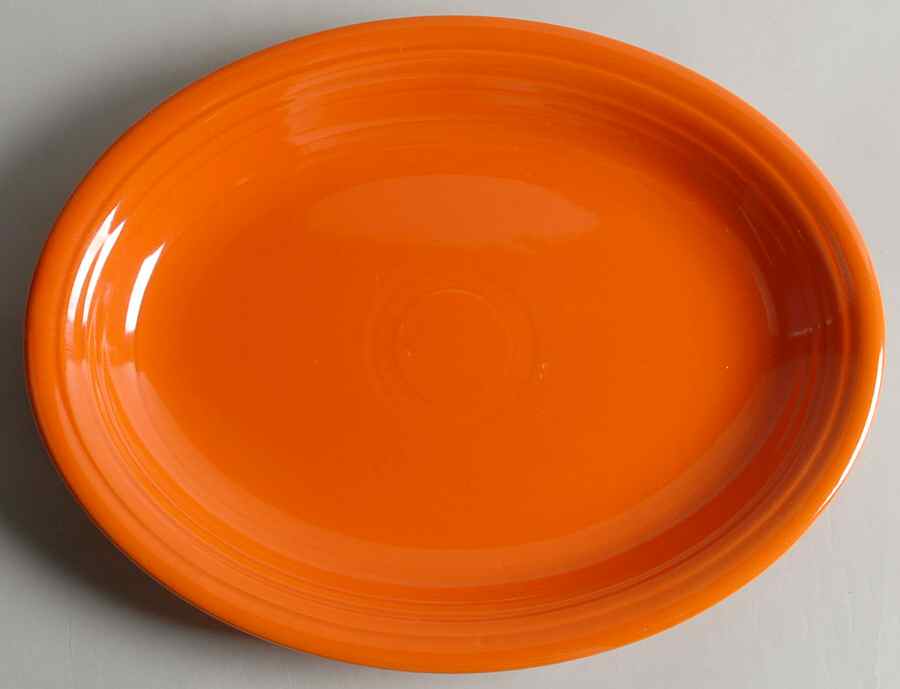 Fiesta Red (Older) 12" Oval Serving Platter by Homer Laughlin -1