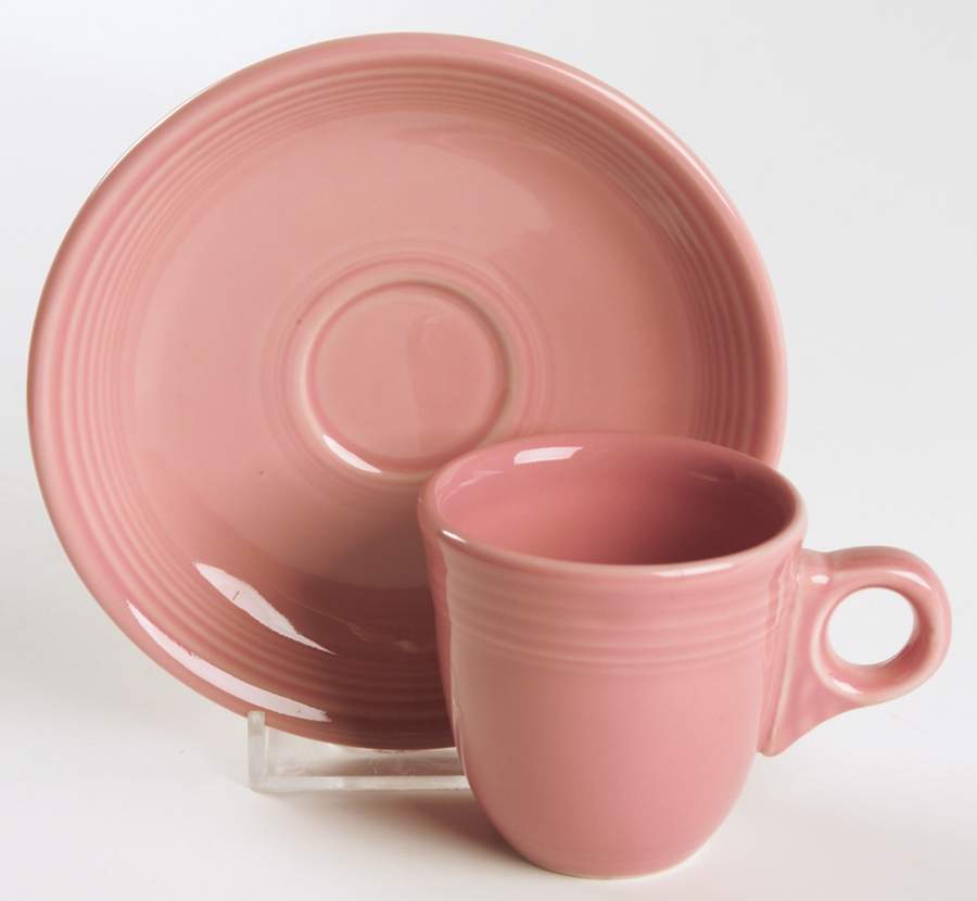 Fiesta Rose (Intro 1986) Flat Demitasse Cup & Saucer Set by Homer Laughlin -1